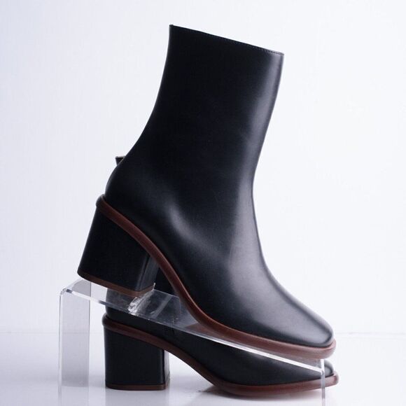 Chloe Womens Meganne Leather Ankle Boots Booties Black EU 35.6 US 6.5 Block Heel - Picture 7 of 9